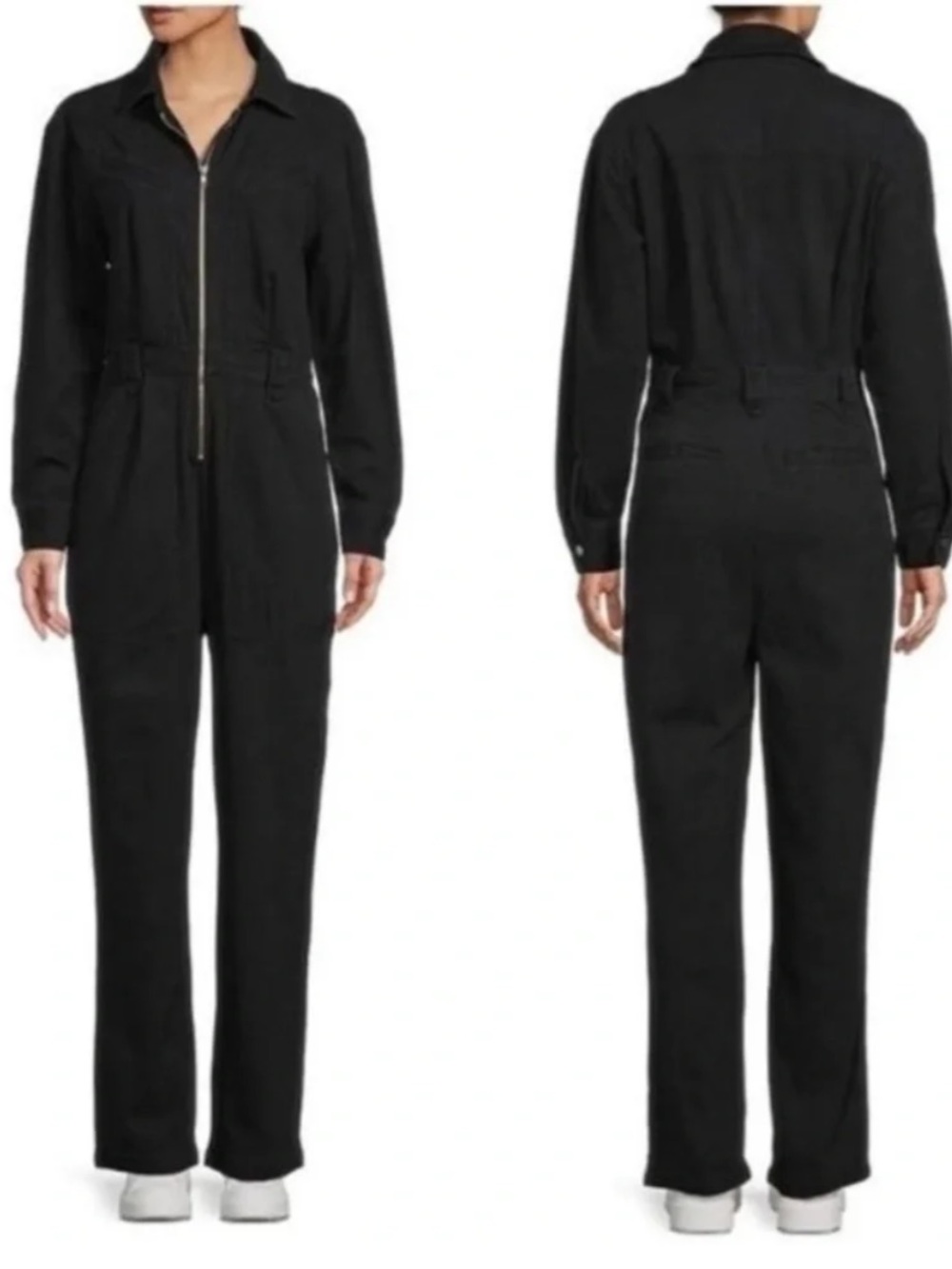 STEVE MADDEN Orly Boilersuit Zip Front Utility Jumpsuit Black Denim Size 10 NWT